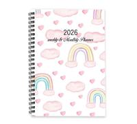 Pink Fluffy Clouds 2026 Planner A5 To Do List Notebook Daily Journal 2026 Womens Diary Diary Planner for Workout Week To View Monthly Year with Dotted Line Note Page Slim