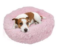 Easipet Round Fluffy Pet Bed with Anti-Slip Base, Donut Shape for Dogs and Cats, Pink, Small 50 x 17 cm