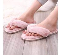 Pink Fluffy Slippers Women, Fur Slides Winter Flip Flops Warm Comfortable Fluffy Furry Slippers Lady House Soft Shoes Flat Shoes for Indoor Outdoor Flat Sandals Ladies