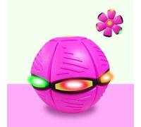 (Pink) Flying Ball UFO Throw Disc Outdoor Kids Flying UFO 3 LED Light Toy