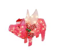 Pink Flying Pig Statue - 260g 3D Acrylic Christmas Pig Decor Illuminated Festive Ornament with Santa Hat Scarf | Outdoor Garden Garden Patio Decoration for Holiday Party