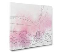 Pink Fog Over the City Canvas Print | Gallery Wrapped 30mm Frame Wall Art | 14x14 inches | Ready to Hang | Abstract Cityscape Picture | Living Room Bedroom Lounge Office