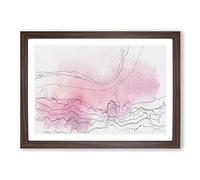 Pink Fog Over The City in Abstract Framed Print | A2 Walnut Framed Wall Art | Ready to Hang | Abstract Cityscape Picture | Living Room Bedroom Lounge Office