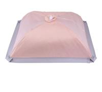 Pink Food Cover Tent for Large Platters, Reusable Polyester Dome | Tabletop Sealing Skirt, Bug-free Serving for Patio Tables, Pool Parties, Kabobs and Bread Loaves