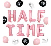 Pink Football Theme Half Time Birthday Decorations, HALF TIME Birthday Theme Aluminum Film Balloon Set Pink 6 Months Bday Balloons Football 1/2 Bday Party Supplies for Girls