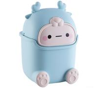 Pink for MINI Desktop Trash Can with Flip Lid, 23.5x15.5x14cm Plastic Waste Bin for Office Homes Living Room, Cute Animal Shaped Storage Basket for Dressing Table(bule)