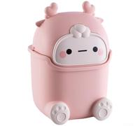 Pink for MINI Desktop Trash Can with Flip Lid, 23.5x15.5x14cm Plastic Waste Bin for Office Homes Living Room, Cute Animal Shaped Storage Basket for Dressing Table(pink)