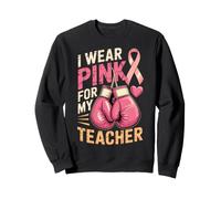 Pink For My Teacher Breast Cancer Awareness Boxing Glove Sweatshirt
