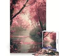 Pink Forest Reflections 1000 Pieces Jigsaw Puzzles for Teenagers Logic Sense Toy Simple Fun Smooth Edge Stylish Gift (50x75cm)