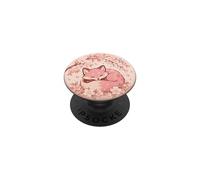 Pink Fox Sleeping Cherry Blossom Sakura Kawaii Watercolor PopSockets Adhesive PopGrip