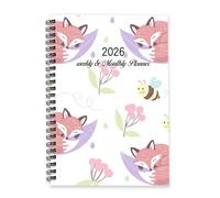 Pink Foxes and Flowers 2026 Notebook A5 To Do List Notebook Notebooks Journals for Women 2026 Diary Journal for Exercise Week To View Monthly Year Diary Planner with Dotted Line Note Page Slim