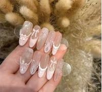 Pink French style, classic style of royal sister, handmade nails(M)