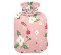 Pink Fresh Crushed Flower hot Bottle Water Bag with Soft Cover, 1L hot compresses for The Body for ( Scenario), Menstrual Cramps, Bolsa Caliente para Dolores musculares