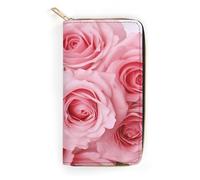 Pink Fresh Roses Leather Wallet, Bifold Stylish Wallets, Credit Card Holder for Passport Covers, Purse Passport Bag for Men Women