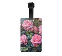 Pink Fresh Roses Print Waterproof Luggage Tags Cruise Ships Travel Essentials Backpack Suitcases Labels
