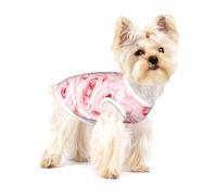Pink Fresh Roses Printed,Cotton Sleeveless Pet T-Shirt Soft Stretchy Puppy Breathable Vest,L