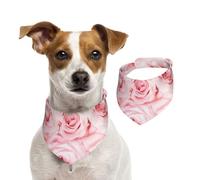 Pink Fresh Roses Printed,Dog Bandanas Cotton Pet Scarf Adjustable Bibs for Pet,L