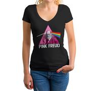 Pink Freud Pink Triangle Famous Rock Band Inspired Women's V-Neck Black Shirt Size M