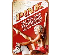 Pink - Funhouse Album, 2009 - Konzertplakat Plaque Poster Metal Tin Sign 8" x 12" Vintage Retro Wall Decor