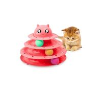 (Pink) FurDreams Cat Roller Ball Toy Interactive - Green, 3 Tier Tower Fun Cat Ball Track Toy with 3 Colour Balls, 3 Level Cat Teaser Toy with Cat