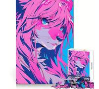 Pink Furry Anime Girl 1000 Piece Jigsaw Puzzles for Teenagers Memory Boost Home Leisure Image Assembly Lovely Gift (50x75cm)