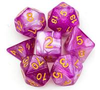 Pink Galaxy Glitter Dice Set - Pink TTRPG Glitter Dice Set - Polyhedral Dice 7Pc- Dice for War Gmaes Card Games and Tabletop RPGs