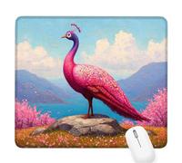 Pink Gaming Mouse Pad, Animal Mouse Pad 260x210x3mm Mousepad Small Size Stitched Edge, Waterproof Non-Slip Rubber Base Mousemat Improves Accuracy and Speed, Desk Mat Laptop for Office and Home D-291