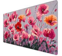 Pink Gaming Mouse Pad Poppy Large Mouse Mat Comfortable Mousepad with Smooth Cloth Surface, Textured Wear Resistant, Improved Precision and Speed, Mousemat 900x300x3mm Desk Accessories for Men K7-360