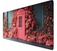 Pink Gaming Mouse Pad Romantic Large Mouse Mat 800 x 400 x 3MM Washable Mousepad, Office Accessories, Mousepad with Non-Slip Base and Stitched Edge, Keyboard Mat for Home Office Gaming Room -XZ54B