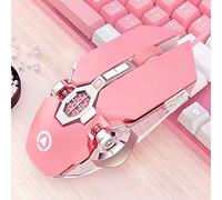 Pink Gaming Mouse, USB Wired Optical Computer Mice, RGB Mouse Gaming with Silent Click, 4 Adjustable DPI Up to 3200, Pink Gaming Accessories for Laptop Mac PC MacBook Air (Pink, Silent Click)