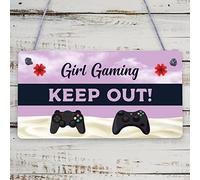 Pink Gaming Sign Girls Bedroom Sign KEEP OUT Gamer Gift