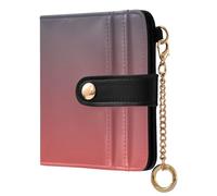 Pink Gary Gradient Print Small Women Wallet RFID Blocking Leather Bifold Compact Card Holder with Zipper Coin Pocket Purse for Women Ladies Girls