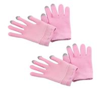 Pink Gel Moisturising Gloves, 2 Pairs Touchscreen Hand Care | Conductive Yarns, Comfortable Overnight Wear, Polyester Cotton Blend Supports Hand Cream and Cuticle Care