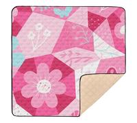 Pink Geometric Shapes Flowers Cute Foldable mat for Baby to Play on Floor for Floor One-Piece Foldable Kicking Mat for Baby Toddler Infant, 50'' x 50''tapete para juegos de