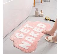 Pink Get Naked Bath Mat,Cute Get Naked Bathroom Rugs,Soft Non Slip Bath Rugs Funny Shower Floor Mat for Bathroom Apartment Decor Machine Washable 33.5x20inch.