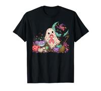 Pink Ghost Cat Black Witch Breast Cancer Awareness Halloween T-Shirt