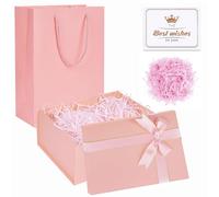 Pink Gift Box with Bag, 22x16x9cm Gift Boxes with Lids and Ribbon Bowknot, Empty Gift Boxes for Presents, Specially Designed for Valentines Day Birthdays Holidays Anniversaries