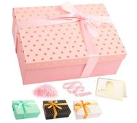 Pink Gift Box with Lid 25x18x9cm Luxury Large Gift Boxes for Presents, Empty Birthday Gift Box for Christmas Wedding Bridal Valentines Day Birthday Present Box Girls Her with Card Ribbon