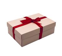 Pink Gift Box with Lid | Pick Your Ribbon Colour | Large Memory or Hamper Boxes | Flat-Packed Gift Boxes for Presents, Birthday or Baby Gifts | Size 30x20x10cm (Red Ribbon 35)