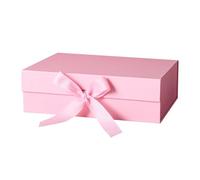 Pink Gift Box with Magnetic Lids and Silk Ribbon, 22 * 16.5 * 8.8cm Gift Boxes for Presents, Paper Magnetic Gift Box with Lid, Wedding Favor Boxes Birthday Box