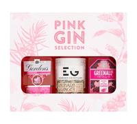 Pink Gin Gift Set - 3 x 5cl Miniature Gins: Gordon’s Pink 37.5% ABV, Edinburgh Rhubarb & Ginger 20% ABV & Greenall’s Wild Berry 37.5% ABV - Gin Selection Set by Blue Tree Gifts