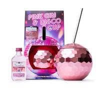 Pink Gin Gift Set - Gin Gifts for Women, Includes Gordon's Pink Alcohol Miniature, Disco Ball Cup & Metal Straw - Flavoured Gins for Her, Alcohol Gift Set, Birthday Womens Gifts