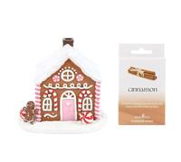 Pink Gingerbread House Incense Burner with 15 Cinnamon Cones | Ceramic Christmas Ornament & Festive Home Fragrance