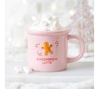Something Different Wholesale Adorable Pink Gingerbread Latte Mug - Festive Holiday Drinkware for Coffee and Tea Lovers, Ceramic Cup with Charming Design, 12 oz Capacity