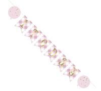 Pink Gingham 1st Birthday Pennant Banner (182cm) - Perfect for Your Little One's Special Day - 1 Pc
