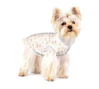 Pink Gingham Blooms Small Dog Shirt Cotton Pet Tee Gift for Cats | Cotton Pet Shirt Gift For Dog And Cat Owners, Sleeveless Pullover Tee With Fun Print For Puppies Kittens And Small Breeds