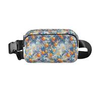 Pink Gingham Cute Waterproof Waist Pack Crossbody Bag with Adjustable Strap for Cycling Hiking Gym, Floral Pattern Orange Fruits, One Size