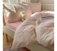 Pink Gingham Duvet Cover Full Size 3 Pieces Romantic Lace Duvet Cover Pink Plaid Checkered Comforter Cover with 2 Pillowcases Soft Breathable Microfiber Grid Farmhouse Plaid Bedding Set