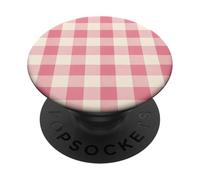 Pink Gingham Pattern Cute Cottagecore Aesthetic Retro Pastel PopSockets Adhesive PopGrip