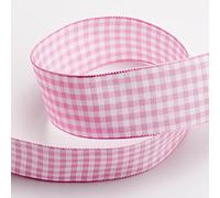 Pink Gingham Ribbon 25mm x 10 Metres